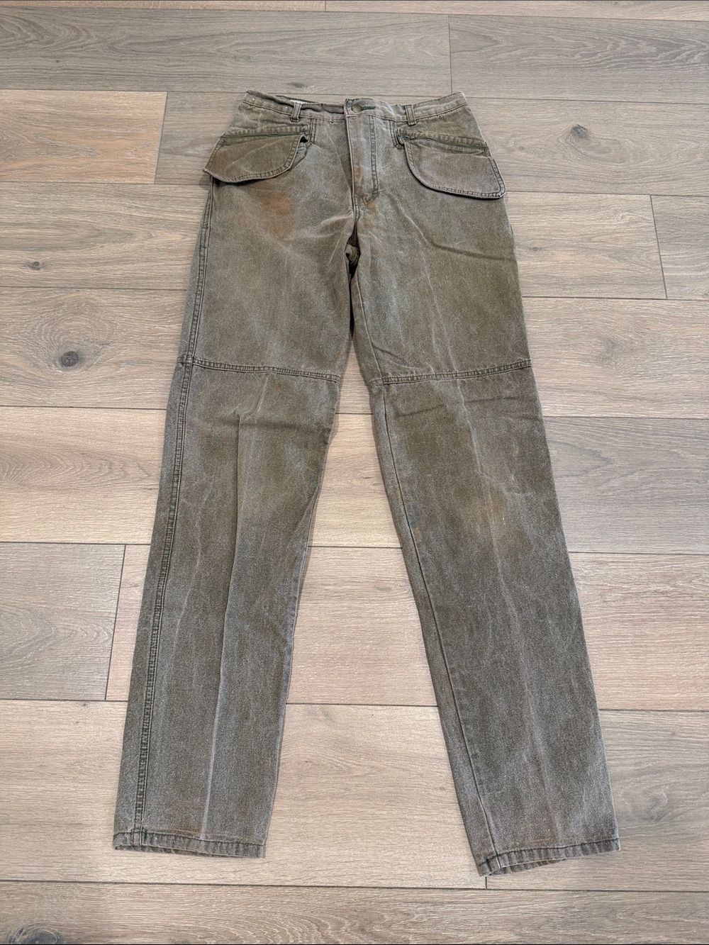 BANZAI Green Vintage High Waist Cotton Utility Cargo Wide Leg Pants Size 30